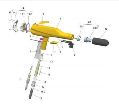 1002100 গুঁড়া লেপ স্প্রে মেশিন সম্পূর্ণ Gema Optiselect Gm02 সঙ্গে 6m তারের